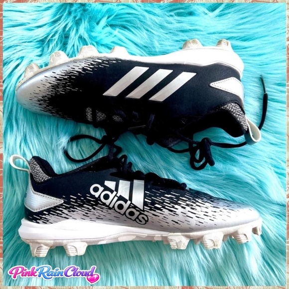 Adidas Men’s Afterburner Black Silver White Baseball Cleats Size 7.5 main image 3